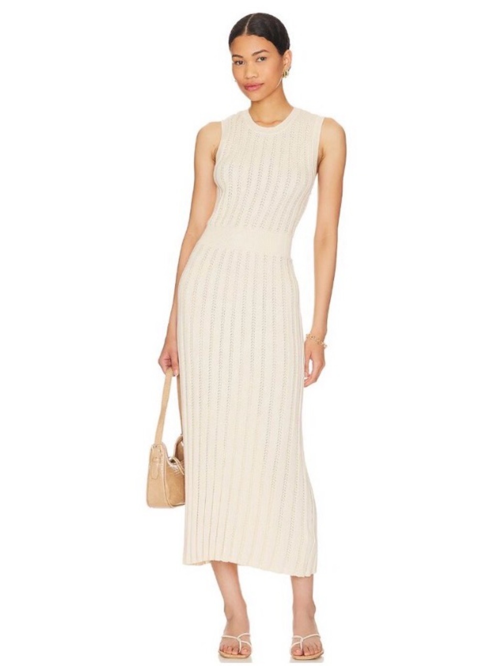 VARLEY Florian Knit Dress Birch Ivory Sz M